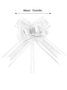 10 pièces - Fleur de ruban à tirer pour voiture de mariage, décoration pratique d'emballage-cadeau Fleur blanche 3D, fleur de décoration de poignet de mariée et de demoiselle d'honneur pour thème de mariage DIY, fleur de fixation de rideau, de nappe, de bonbons, de panneau, d'emballage-cadeau de fête d'anniversaire de mariage, de décoration de chambre, de Noël, de Thanksgiving, fournitures de décoration artisanale DIY