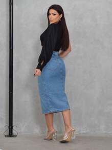Mom Midi Skirt/Premium Line/No Elastane - Rửa trung bình - Xem 5