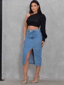 Mom Midi Skirt/Premium Line/No Elastane - Rửa trung bình - Xem 8