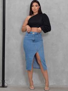 Mom Midi Skirt/Premium Line/No Elastane - Rửa trung bình - Xem 9