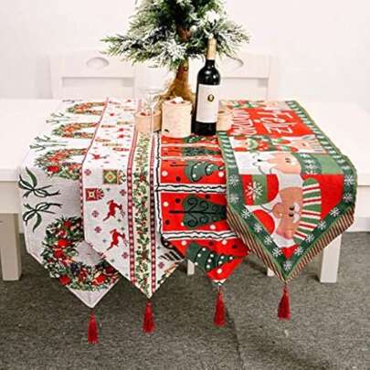 1pc Table Runner, Polyester Material, 35x180cm, Seasonal Winter Holiday Table Decoration,Suitable For Family Gathering Party Tabletop Center Decor,Home Decor,Party Supplies
