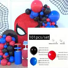 H.L.BALLOON 101 件哑光红色、黑色和皇家蓝色乳胶气球花环拱门套件，非常适合超级英雄派对、生日派对、派对、毕业派对、教室装饰、圣诞节 - 彩色 - 查看 9