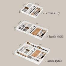 Organizador de utensilios para cajones de cocina, bandeja expandible para utensilios de cocina, soporte ajustable para cubiertos y utensilios, divisor de almacenamiento para espátulas de cocina y herramientas plásticas - Multicolor - Ver 3