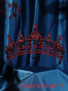 哥特式皇冠黑色骷髅头饰女式女王皇冠女巫头饰适合万圣节服装派对