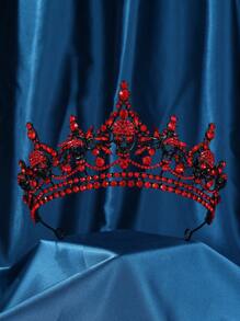 哥特式皇冠黑色骷髅头饰女式女王皇冠女巫头饰适合万圣节服装派对