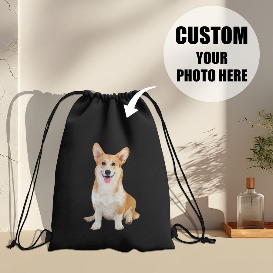 1pc Customized Personalized Drawstring Backpack, Custom Photo Exclusive Travel Bag, Lightweight Cinch Backpack Suitable For Sports, Daily Use, Gym, Swimming, Fitness, After-School Club