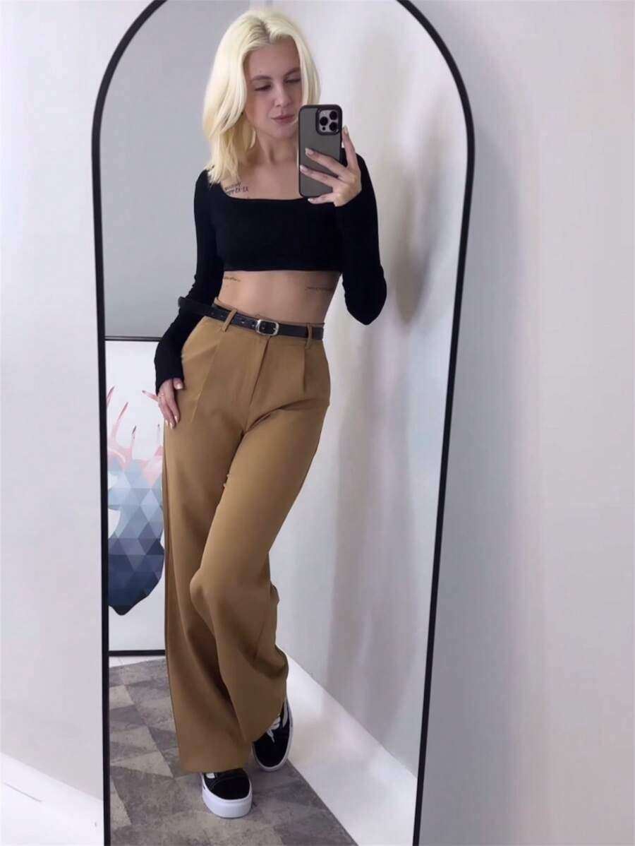 Fkmoda Tailor Pantalona Pants - Dark Khaki - View 1