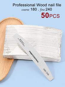 50pcs 180/240 Grit Nail Files Double Sided Emery Board Washable Emery Boards Reusable Nail Buffers Manicure Tools For Natural Nails Acrylic Nails Home And Salon Use - Grey - View 2