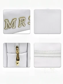 1 pièce Sac de maquillage étanche de mariée, organisateur de toilette pour femmes, sac cosmétique de voyage grande capacité, élégant pour la rentrée scolaire
