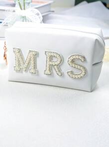 1 pièce Sac de maquillage étanche de mariée, organisateur de toilette pour femmes, sac cosmétique de voyage grande capacité, élégant pour la rentrée scolaire