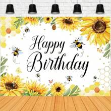 小蜜蜂主题生日横幅背景甜蜜蜜蜂采蜜向日葵花雨生日派对蛋糕桌装饰摄影人像道具乙烯基 - 彩色 - 查看 16
