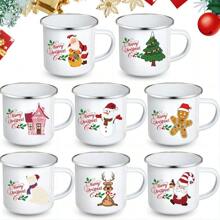 1pc Christmas Coffee Mug 12 Oz Enamel Cup Christmas Holiday Mug Handle Cup Santa Claus Gingerbread Man Snowman Elk Print Christmas Tree Water Cup Breakfast Cup Party Water Cup Gift For Family And Friends Kitchen Decoration (Santa Claus)