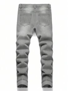 Distressed Washed Ripped Denim Jeans For Teen Boys - Grey - View 2