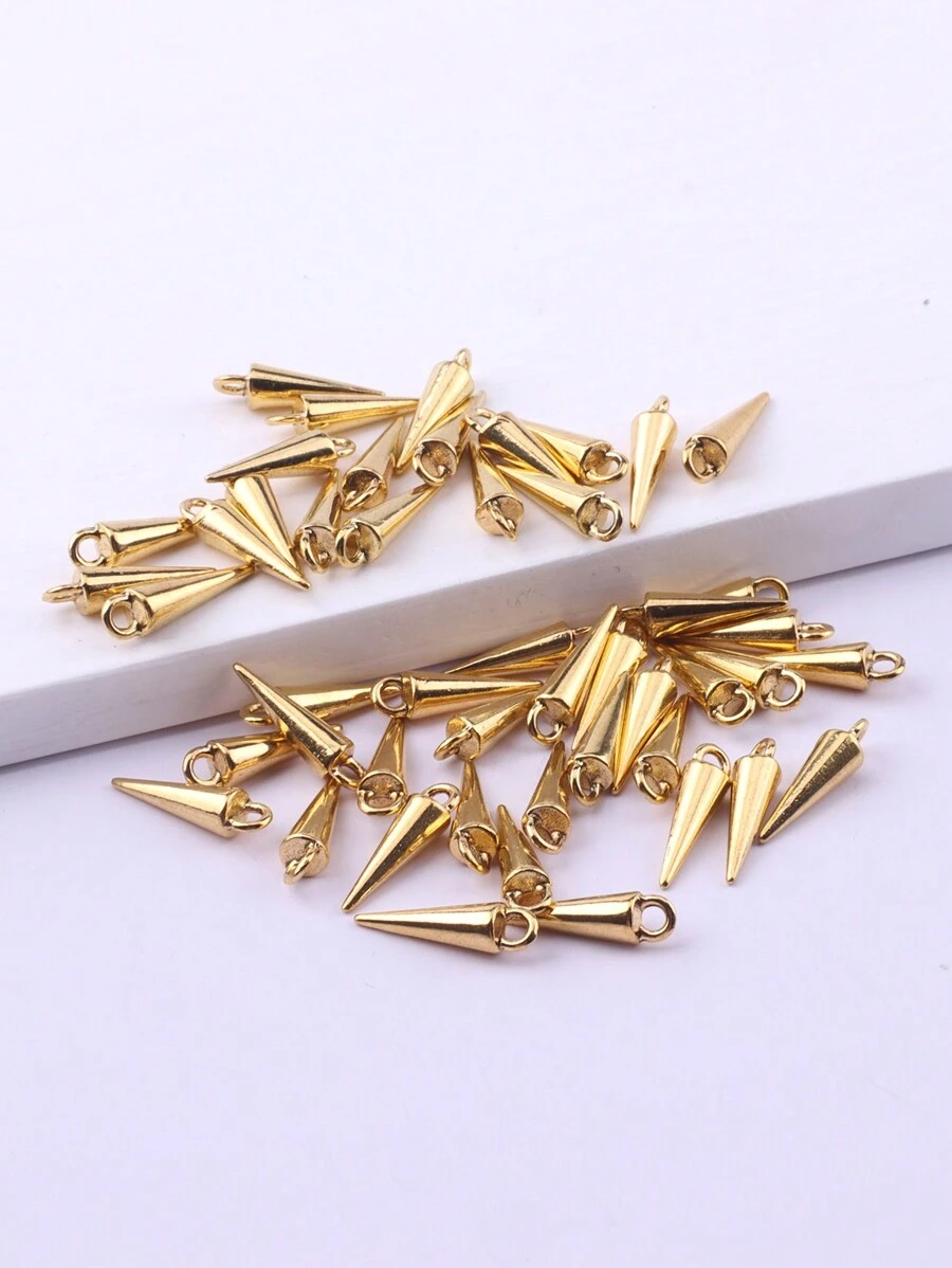 30pcs Retro Electroplated Zinc Alloy 3D Cone Shaped Small Pendant Minimalist Earring Charm DIY Jewelry Accessories - Yellow Gold - View 1