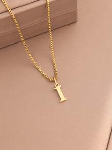 1pc Women Initial Letter A-Z Necklace, Stainless Steel Alphabet Pendant, Halloween & Back To School Gift