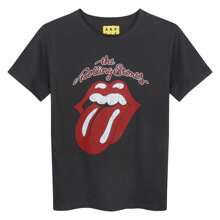 Childrens/Kids Vintage Tongue  T-Shirt (Charcoal) - Dark Grey - View 1