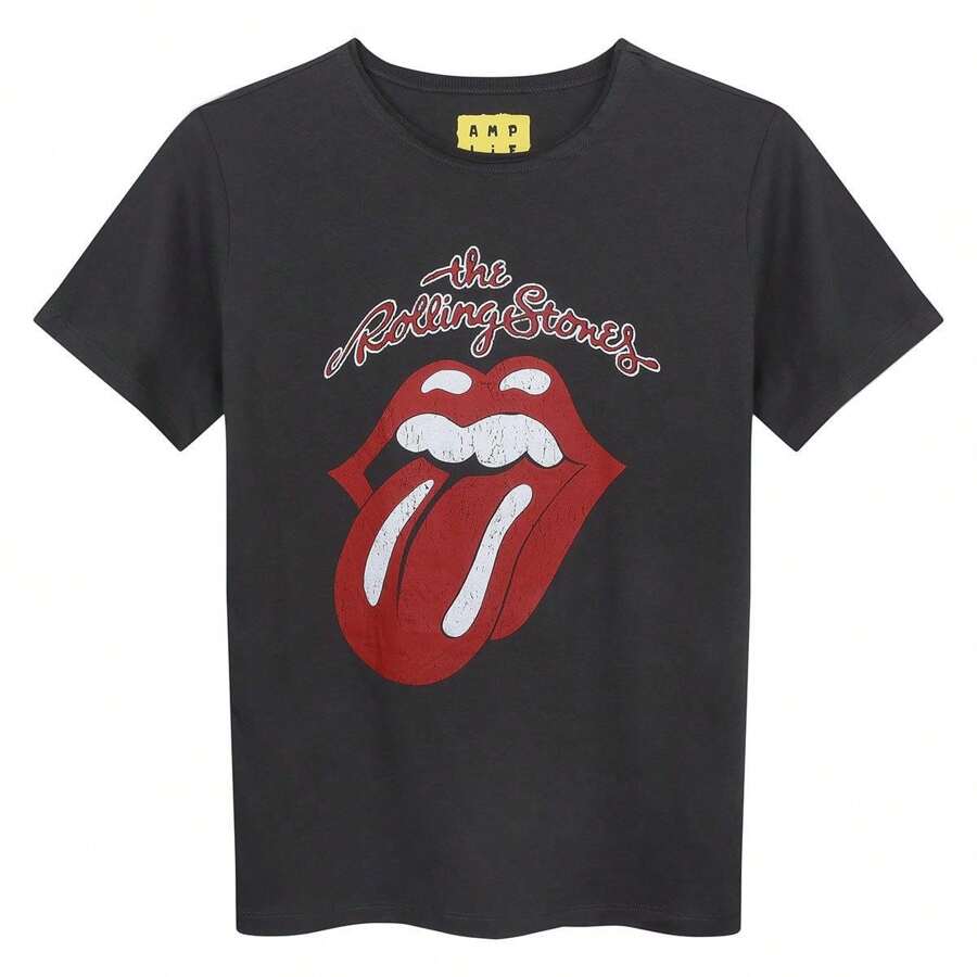 Childrens/Kids Vintage Tongue  T-Shirt (Charcoal) - Dark Grey - View 1