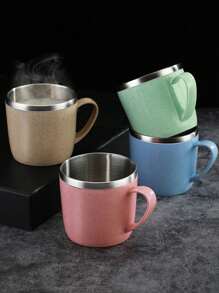 1/2 件不锈钢双层隔热手柄牛奶咖啡早餐杯 - 彩色 - 查看 3