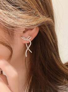 1 paire Boucles d'oreilles à tige papillon strass, port quotidien à la mode