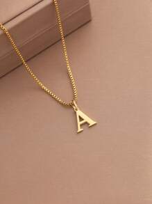 1pc Women Initial Letter A-Z Necklace, Stainless Steel Alphabet Pendant, Halloween & Back To School Gift