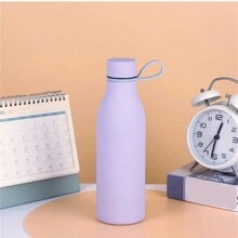 Vaso aislado de acero inoxidable de doble pared de 500 ml/17 oz con asa, acabado de goma mate, taza de boca pequeña de unicolor y creativo, adecuado para deportes al aire libre, yoga, oficina, restaurante, escuela, regalo de cumpleaños, regalo de pareja, Día de la Madre, regalo festivo