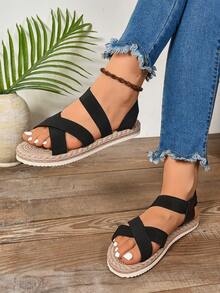 Sandálias de Plataforma de Alta Qualidade Moda Casual Confortáveis, Sapatos de Slip-On - Preto - Visão 2