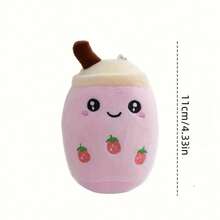 1pc/6pcs Cute Plush Fruit, Bubble Tea Cups Keychain, Plush Animal Toys With Keychain, Backpack, Wallet Decor, Gifts For Friends - Multicolor - View 7