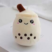 1pc/6pcs Cute Plush Fruit, Bubble Tea Cups Keychain, Plush Animal Toys With Keychain, Backpack, Wallet Decor, Gifts For Friends - Multicolor - View 2