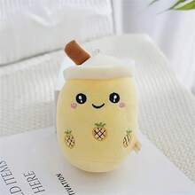 1pc/6pcs Cute Plush Fruit, Bubble Tea Cups Keychain, Plush Animal Toys With Keychain, Backpack, Wallet Decor, Gifts For Friends - Multicolor - View 4