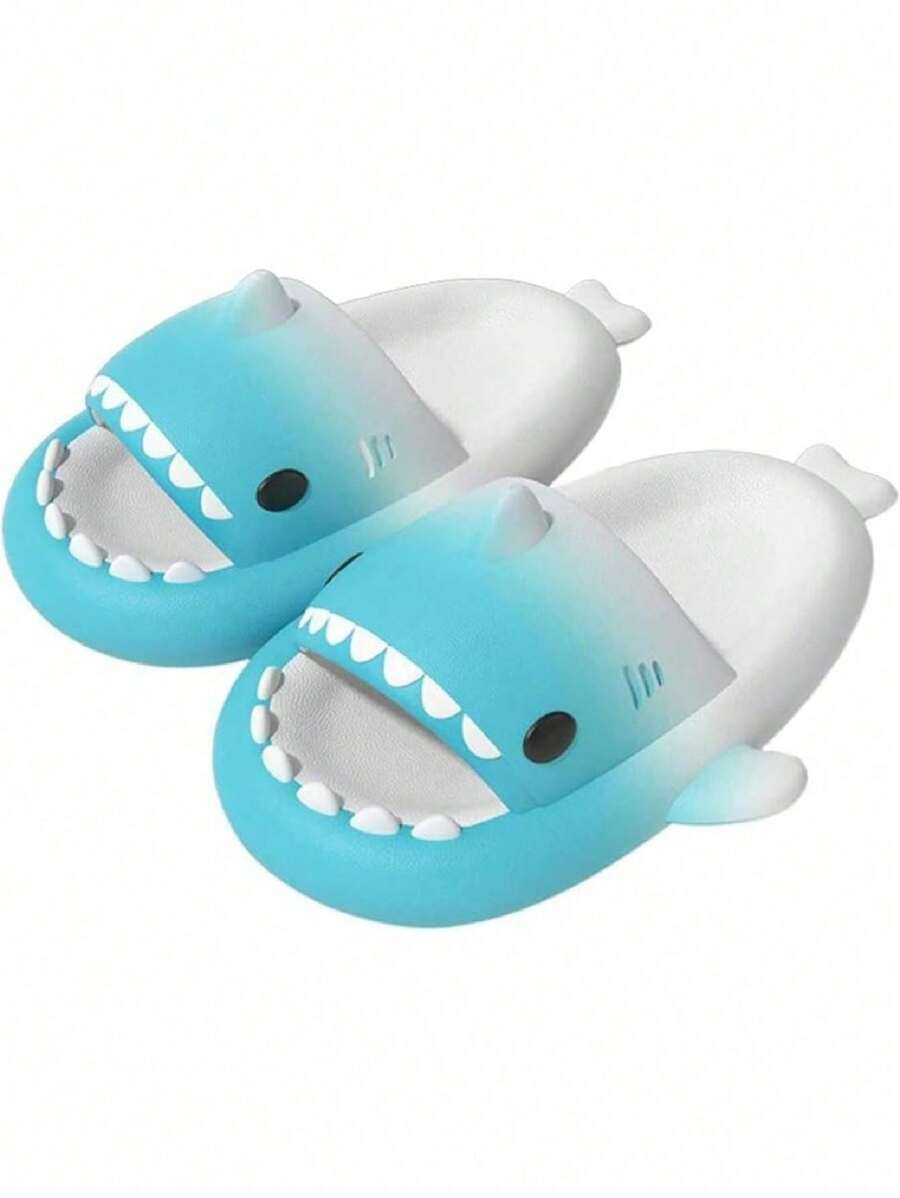 Two-Tone Shark Design Unisex Sandals Rest - Blue and White - View 1