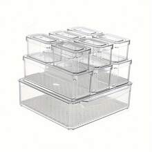 10 件带盖冰箱收纳箱，可堆叠透明食品储存容器，适用于水果、蔬菜、春夏野餐、婚礼、生日、派对、母亲节、厨房收纳和储存、厨房配件万圣节装饰万圣节服装秋季装饰节日装饰 - 10件套 - 查看 5