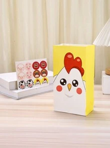 12pcs/Set 24*13*8CM Kraft Paper Bags With Cute Farm Animal Design, Creative Candy/Gift Bags For Holiday Party Or Birthday (1 Sticker Included),Christmas Valentine Day - Multicolor - View 14