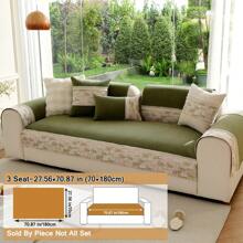 1pc Multi-Floral Patchwork Sofa Cover, Pet-Friendly Anti-Slip Couch Slipcover With High-End Feel, Soft Chenille For All Seasons - Green - View 15