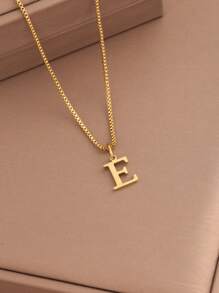 1pc Women Initial Letter A-Z Necklace, Stainless Steel Alphabet Pendant, Halloween & Back To School Gift