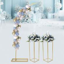 ZhdnBhnos ZhdnBhnos LINSIE Metal Arch Backdrop Stand, 6.56FT Wedding Arch Ballon Stand With 2 (1.97FT) Square Frame Stand Sets For Birthday Party Graduation Ceremony Baby Shower Decoration (Gold) Ballon Arch Stand And 2 Wedding Flower Stands, Arch Backdrop Stand For Parties The Best Gift/Present For Family&Friends Happy Christmas