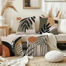 4 piezas Fundas de cojín con diseño geométrico de hojas y puesta de sol estilo escandinavo, fundas de cojín decorativas para sala de estar, dormitorio, sofá, sillas (40cm*40cm, 45cm*45cm, 50cm*50cm)