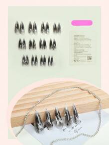 24Pcs Black Long Stiletto Press On Nails Luxurious Fake Nails With 3D Butterfly Rhinestone And Butterfly Star Pattern Designs Glossy Full Cover False Nails Set For Women And Girls Party Daily Wear