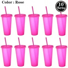 20 ،10 ،1 قطعة أكواب بلاستيكية قابلة لإعادة الاستخدام بسعة 24 أونصة مع أغطية وقشاطات - 10 قطع ، أكواب ماء متينة للقهوة المثلجة ، أكواب سفر كبيرة صدغية ، مثالية لحفلات الهالوين والأعياد الميلادية والعيد المجيد وهدايا الافتتاح ، خفيفة الوزن ، مستطيلة ، خالية من البولي فينيل كلوريد ، للغسيل اليدوي فقط - متعدد الألوان - مشاهدة 28