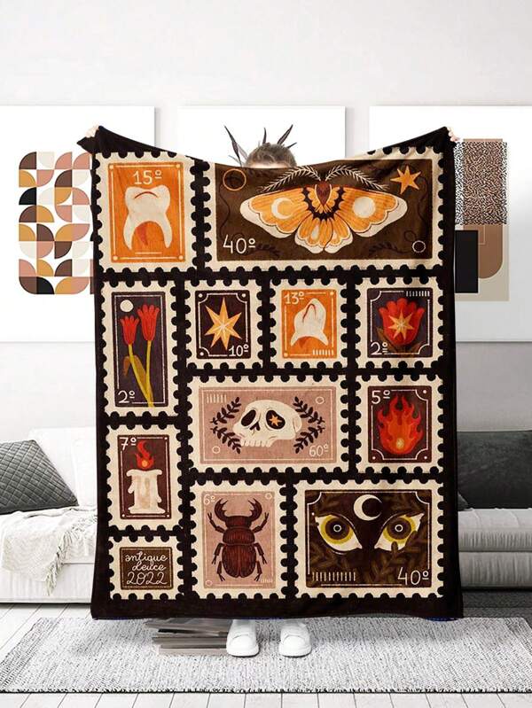 1 Peça Cobertor de Quebra-cabeça de Carimbo Pode Ser Dado Tanto para Meninos Quanto para Meninas como Presente para Todos. O Cobertor de Flanela Ultrasuave e Confortável é Adequado para Todas as Estações e é Perfeito para Quartos, Salas de Estar, Sofás, Escritórios, Viagens, Acampamento, Cobertor de Soneca, Cobertor de Ar-condicionado, Soneca, Acampamento, Carros, Decoração Moderna de Escritório Doméstico, Presentes de Feriado. Eid Al Adha/Dia das Mães