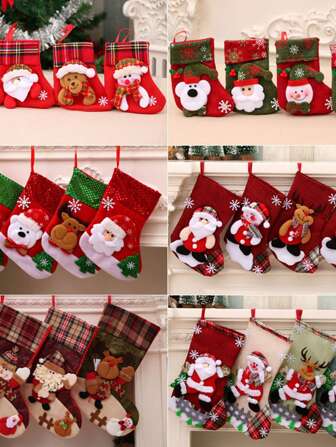 4pcs/Set Christmas Stockings, Christmas Gift Bags, Christmas Socks Decorations, Christmas Tree Ornament Accessories,Christmas