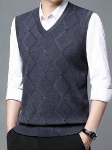 Men's Autumn/Winter Diamond Pattern Knitted Vest Sweater