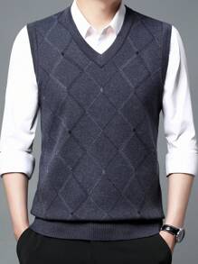 Men's Autumn/Winter Diamond Pattern Knitted Vest Sweater