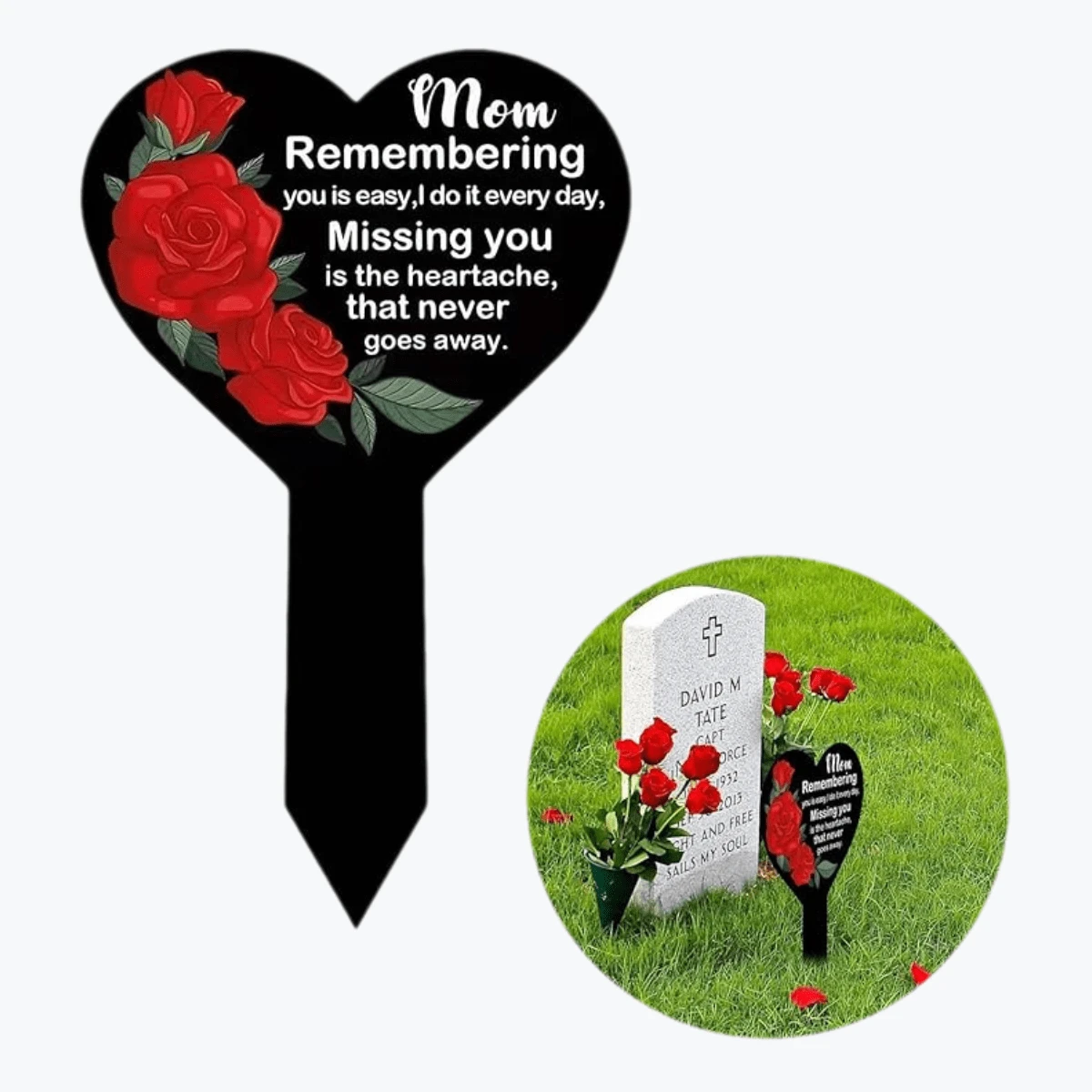 1pc Decorations Memorial Day Decorations Grave Decorations For Cemetery Grave Marker Memorial Plaques For Outdoors Garden Markers Mom Memorial Grave Markers - Multicolor - View 1