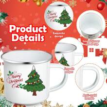 1pc Christmas Coffee Mug 12 Oz Enamel Cup Christmas Holiday Mug Handle Cup Santa Claus Gingerbread Man Snowman Elk Print Christmas Tree Water Cup Breakfast Cup Party Water Cup Gift For Family And Friends Kitchen Decoration (Santa Claus)