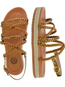 Rosavivi Women's Papete Birken Flatform Comfort Sandal With Braid And Buckle 1578 - 駝色 - 查看 6