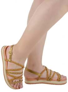 Rosavivi Women's Papete Birken Flatform Comfort Sandal With Braid And Buckle 1578 - 駝色 - 查看 9