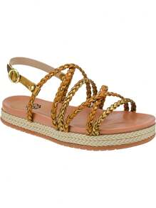 Rosavivi Women's Papete Birken Flatform Comfort Sandal With Braid And Buckle 1578 - 駝色 - 查看 2