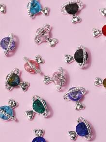 48 piezas/caja de 12 compartimentos Decoraciones de uñas con corazones y estrellas glamorosas, accesorios de arte de uñas de lujo - Adecuado para mujeres y técnicos de uñas, productos esenciales para el cuidado de las uñas, ¡encanto para uñas!