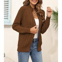 BZB Women's Zipper Cable Knit Sweater Cardigan Long Sleeve Open Front Warm Knit Cardigan Casual Cardigan Knitwear