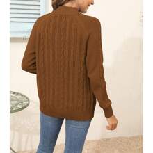 BZB Women's Zipper Cable Knit Sweater Cardigan Long Sleeve Open Front Warm Knit Cardigan Casual Cardigan Knitwear